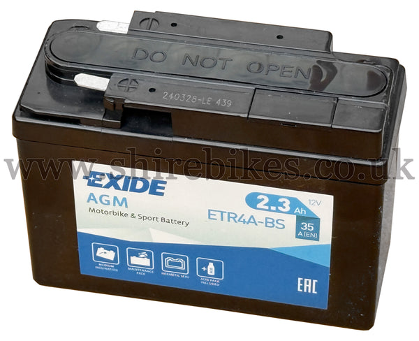 Exide ETR4A-BS 12V AGM 12V Battery suitable for use with Z50J 12V, Dream 50 (Replacement for YTR4A-BS)